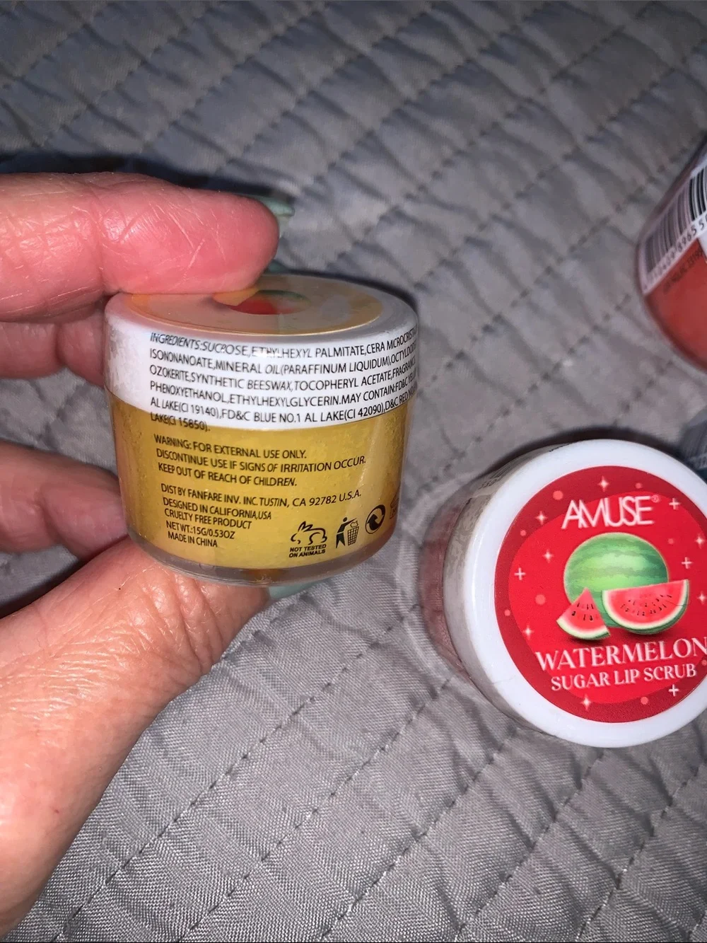 AMUSE Lip scrubs, two watermelon one mango & one blueberry, New you get all four